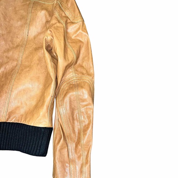 Coach Sheep Leather Brown Men's Biker Motorcycle Jacket Size 50 Zipped Pockets - Picture 4 of 16